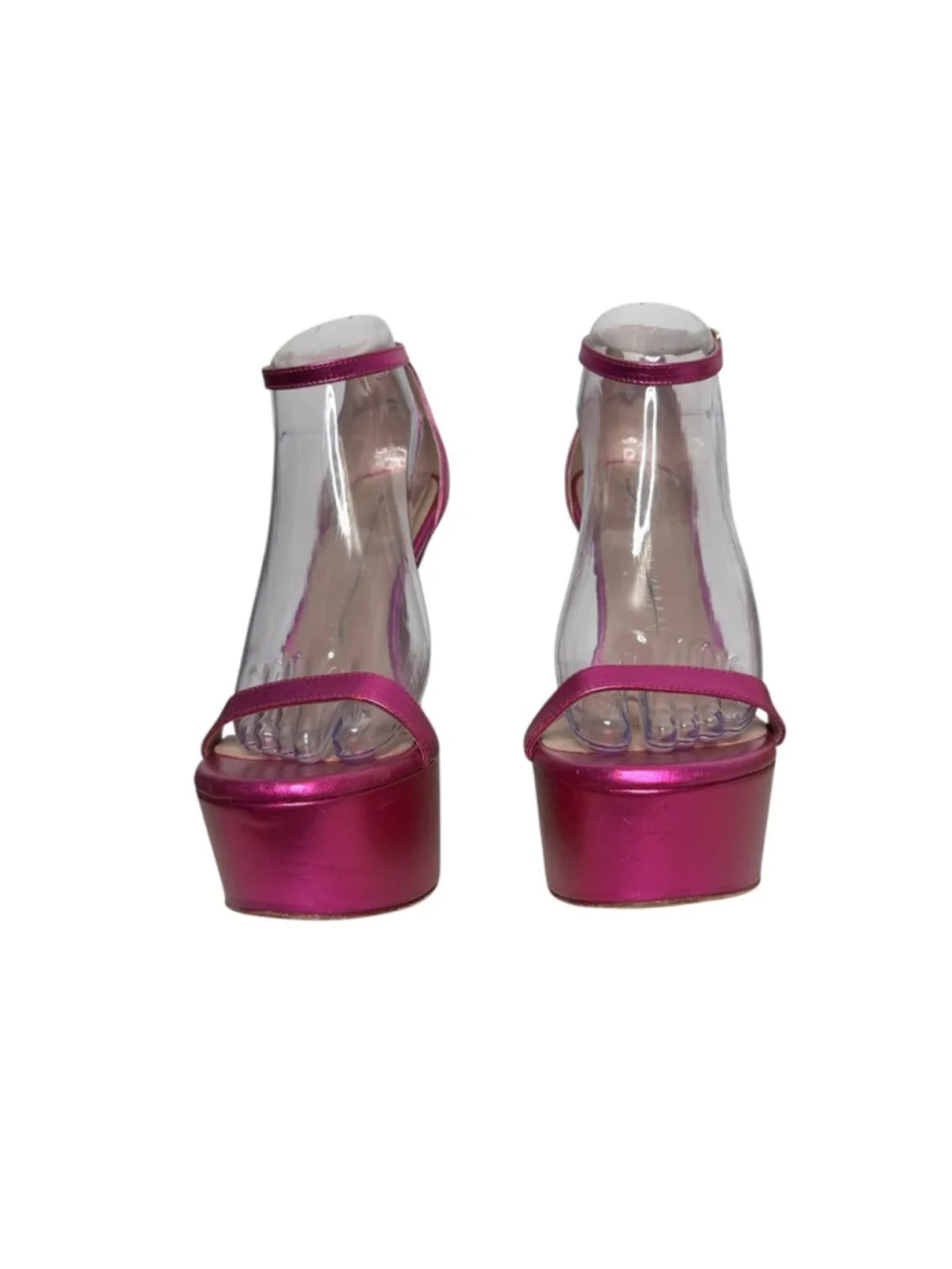 STUART WEITZMAN Nudistcurve Hollywood Sandal in Azalea Metallic Hot Pink Sz 8.5 - Picture 6 of 16